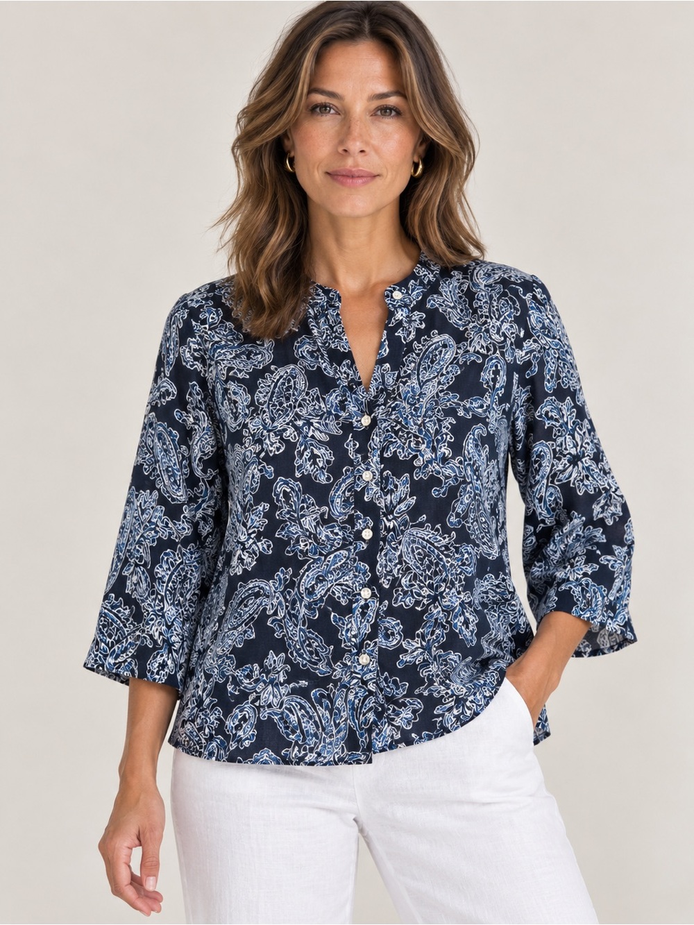 🎉5 for $45🎉 Jones New York linen top blouse shirt size L